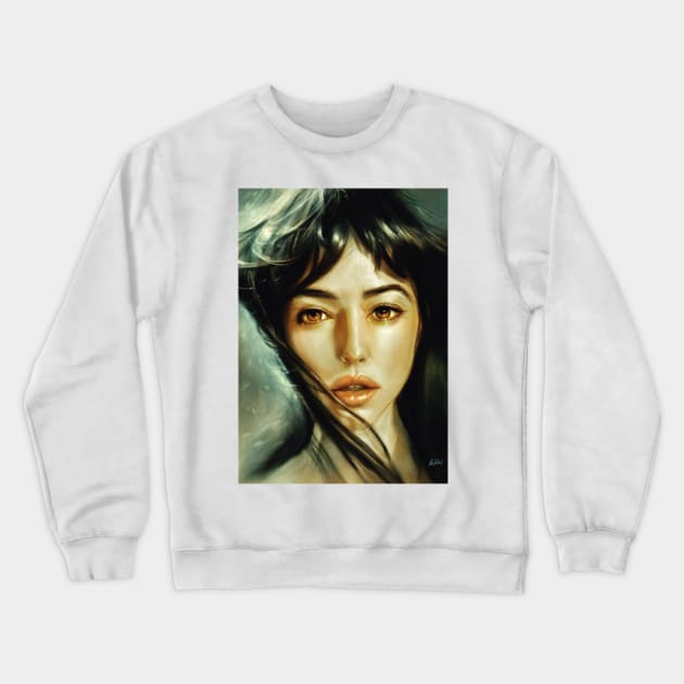 Monica Bellucci portrait Crewneck Sweatshirt by Artofokan